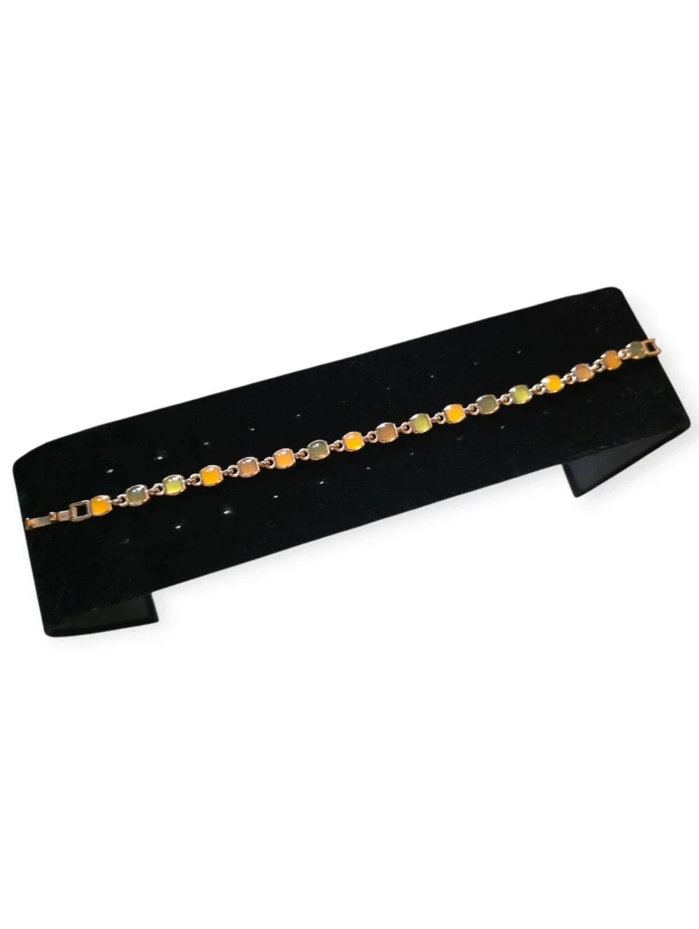 Liz Claiborne Vintage Goldtone Multicolor Link Bracelet Stamped
